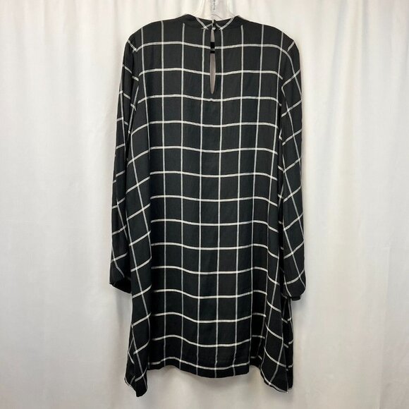 Loft Womens Multicolor Plaid Choker Neck Long Sleeve Shift Dress Size Medium New - Picture 2 of 11